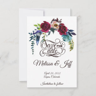 Reserve A Data Flores boho e pena para salvar a data