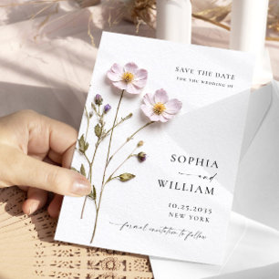 Reserve A Data Flores Boho Passado Impresso Elegante Casamento
