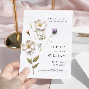 Reserve A Data Flores Boho Passado Impresso Elegante Casamento