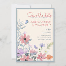 Flores borboleta casamento pastel aquarela