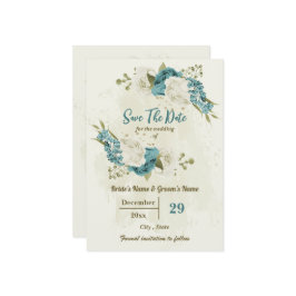 Reserve A Data flores brancas de marfim azul