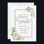 Reserve A Data Flores Cor-de-Rosa Aquarela Casamento Save the Dat<br><div class="desc">Este convite de save the date de casamento apresenta flores pintadas à aquarela em tons rosa cor-de-rosa,  branco e folhagem verde com uma moldura retangular. Para personalização avançada deste design,  por favor clique no botão "Personalizar". Itens correspondentes também estão disponíveis.</div>