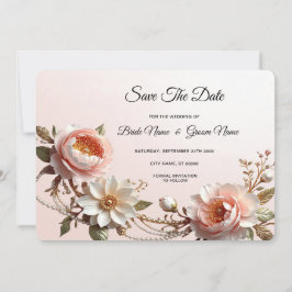 Reserve A Data Flores Cor-de-Rosa e Brancas Decorativas Salve a D