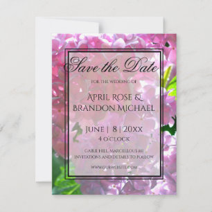 Reserve A Data Flores cor-de-rosa Elegante flores hydrangeas