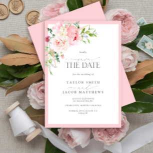 Reserve A Data Flores Cor-de-Rosa Elegantes Aquarela Salve o Dia