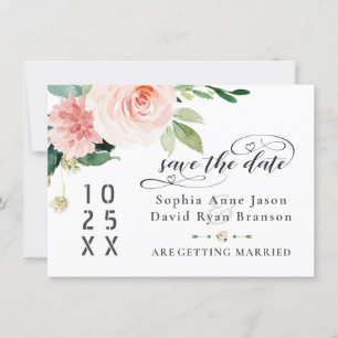 Reserve A Data Flores Cor-de-rosa Vintage Casamento Caligrafia