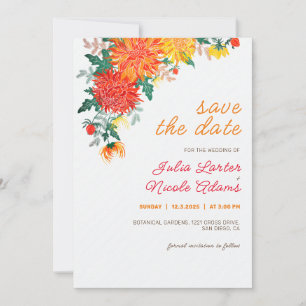 Reserve A Data Flores de Dália de Primavera Laranja Pastel Amarel