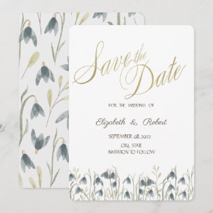 Reserve A Data Flores-de-Neve de Aguarela Save The Date