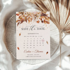 Reserve A Data Flores de outono e outono Marigold Calendar Boho