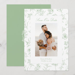 Reserve A Data Flores de Toile Chinesice em Verde Salvia Foto