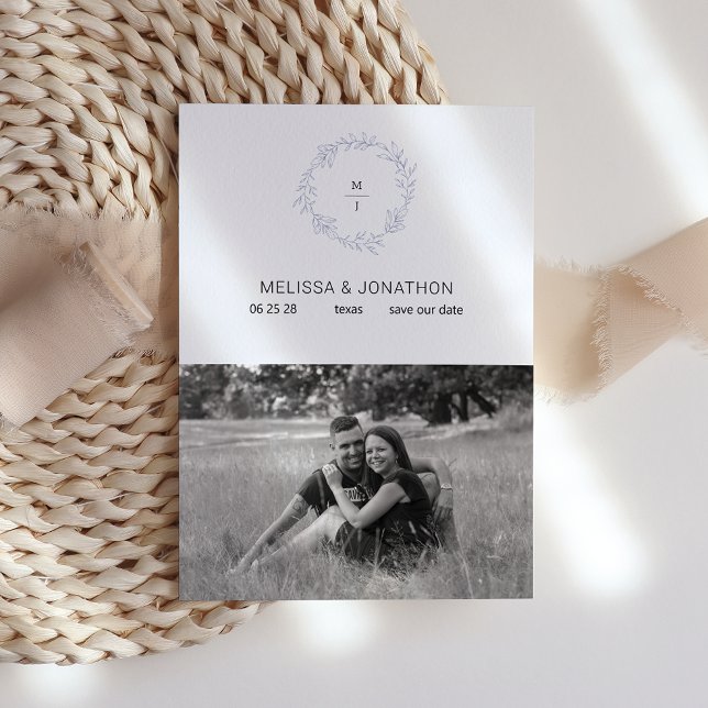Reserve A Data Flores de Vinca Rosa Noiva Boho Save The Date (Criador carregado)