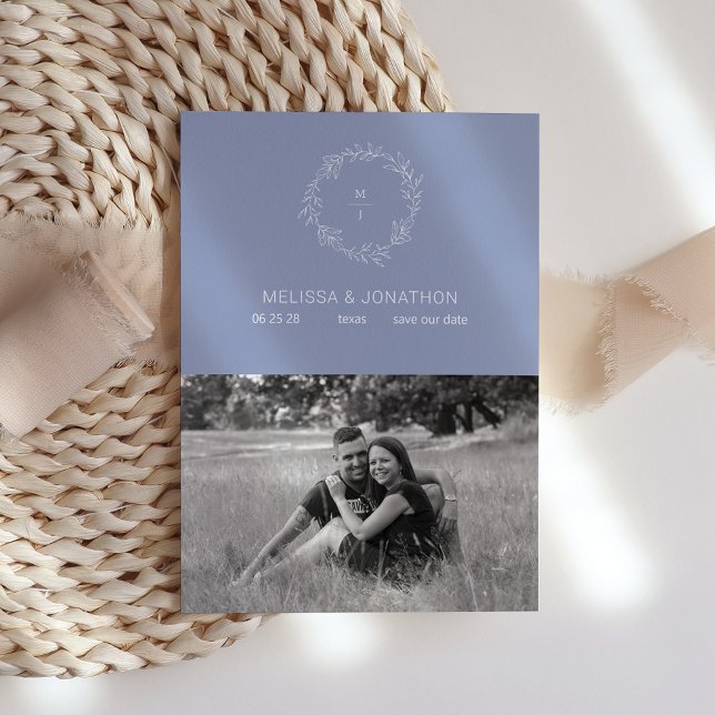 Reserve A Data Flores de Vinca Rosa Noiva Boho Save The Date (Criador carregado)