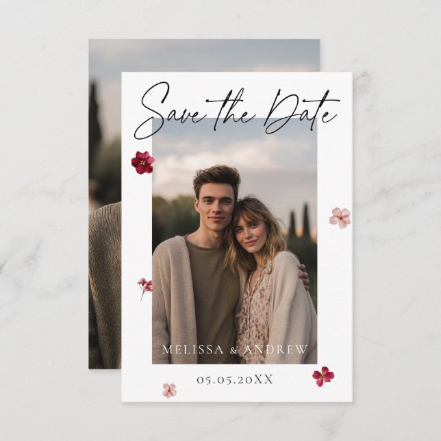 Reserve A Data Flores e fotos sob pressão (Frente/Verso)