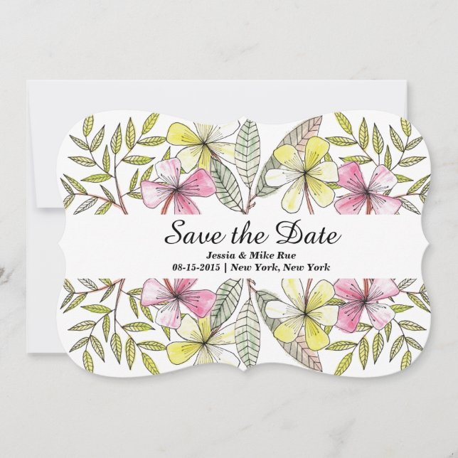 Reserve A Data flores pintadas à mão (Frente)