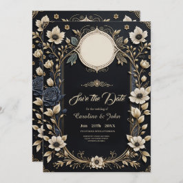 Reserve A Data Flores românticas brilhantes sobre fundo azul prof