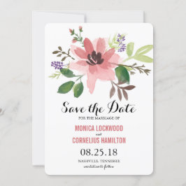 Reserve A Data Flores Românticas de Aquarela | Salvar a data