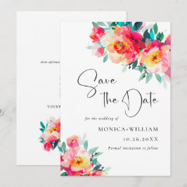 Reserve A Data Flores Rosa Brilhante Aquarela Casamento Casamento