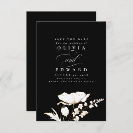 Reserve A Data Flores selvagens desenhadas à mão Black Save the D