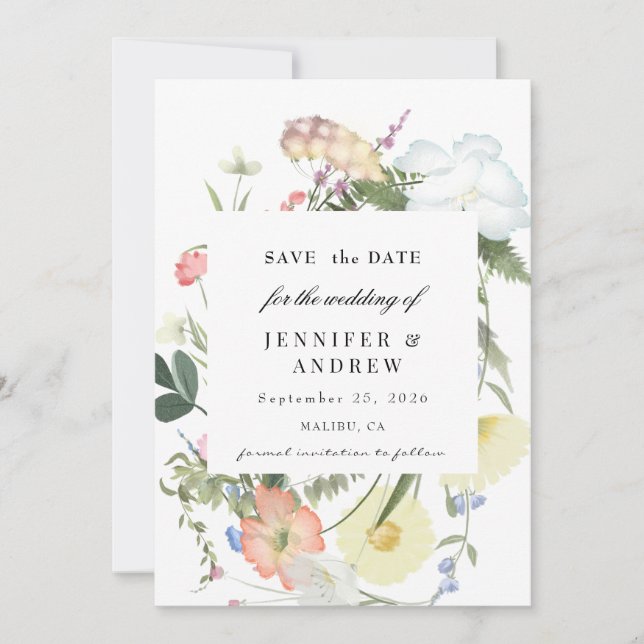 Reserve A Data Flores Silvestres | Casamento de Flores Silvestres (Frente)