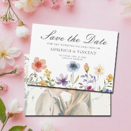 Reserve A Data Flores Silvestres Elegantes de Primavera com Foto