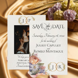 Reserve A Data Flores Silvestres, Foto & Monograma de Folhas - Ma