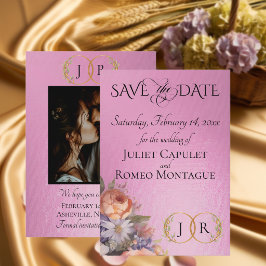 Reserve A Data Flores Silvestres, Foto & Monograma de Folhas - Ro