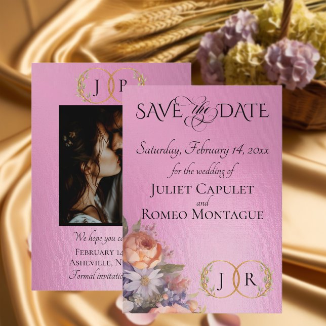 Reserve A Data Flores Silvestres, Foto & Monograma de Folhas - Ro (Criador carregado)