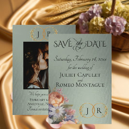 Reserve A Data Flores Silvestres, Foto & Monograma de Folhas - Sa