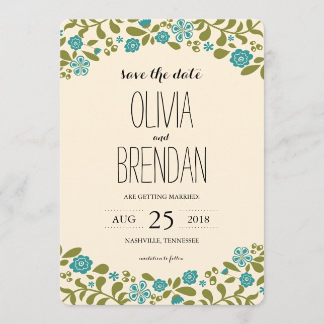 Reserve A Data Flores silvestres | Salvar a data (Frente)