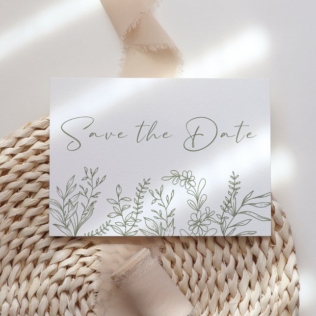 Reserve A Data Flores Verde Salvia Boho Salve a Data (Criador carregado)