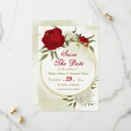 Reserve A Data flores vermelhas folhas verdes