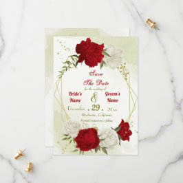 Reserve A Data flores vermelhas folhas verdes