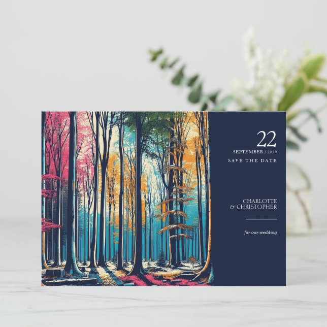 Reserve A Data Floresta Arco-íris (Em pé/Frente)