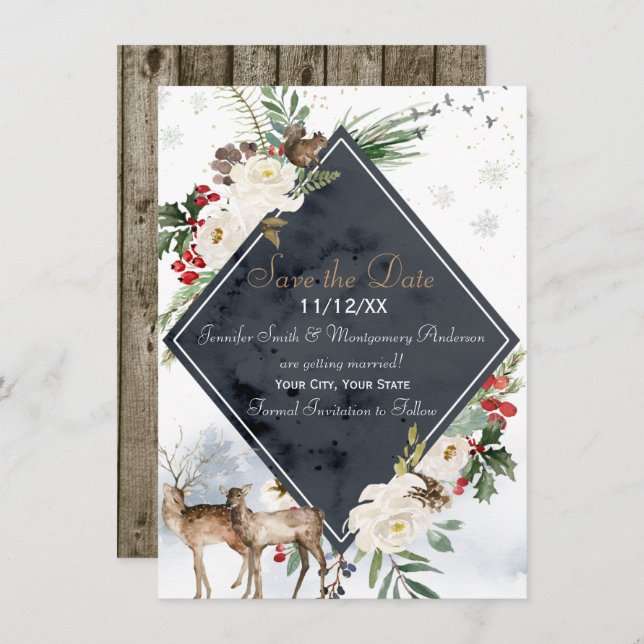 Reserve A Data Floresta de inverno Feriada - Terra dos cervos - S (Frente/Verso)