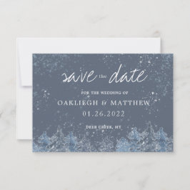 Reserve A Data Floresta em Aquarela de Inverno Rústica Save the D