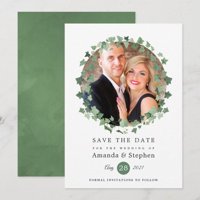 Reserve A Data Floresta Florestal Greenery Casamento (Frente/Verso)