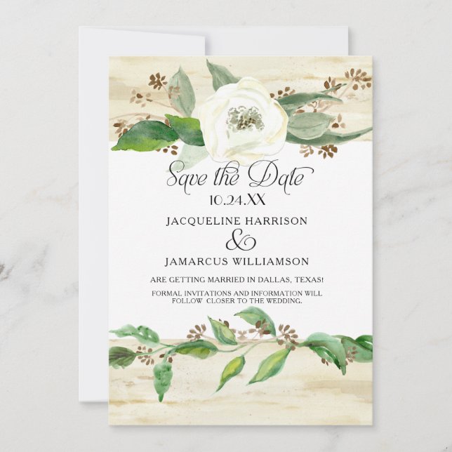 Reserve A Data Floresta Mata Folha de Madeira BOHO Foto Salvar a  (Frente)