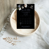 Floresta Selvagem Preta Floral Guardar o Calendári