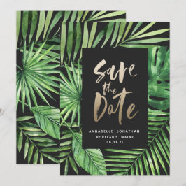 Reserve A Data Folha de palma tropical e guião dourado