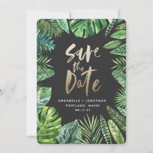 Reserve A Data Folha de palma tropical e guião dourado