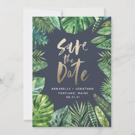 Reserve A Data Folha de palma tropical e guião dourado