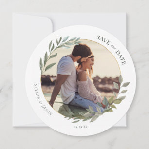 Reserve A Data Folhagem de Cores de Água Mínimas e Foto do Círcul