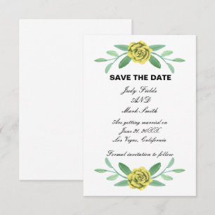Reserve A Data Folhagem Floral Amarela Salve A Placa Data