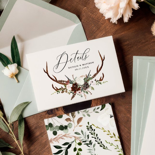 Reserve A Data Folhagem russa, detalhes do casamento floral e est (Criador carregado)