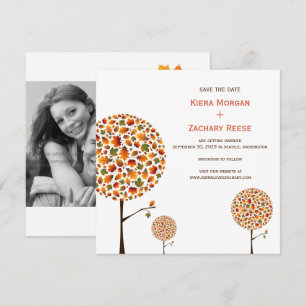 Reserve A Data Folhas de Árvores de Outono Casamento Save The Dat