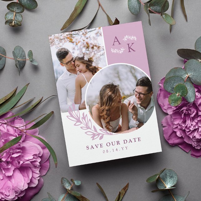 Reserve A Data Folhas de Mauve Sobreposição de Fotos Salvar a Dat (Criador carregado)