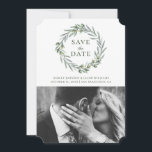 Reserve A Data Folhas de oliveira em aquarela. Coroa botânica. It<br><div class="desc">Cartão de foto de data de salvamento em aquarela. Por favor,  entre em contato se precisar de itens adicionais.</div>