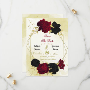 Reserve A Data folhas de ouro vermelho-preto