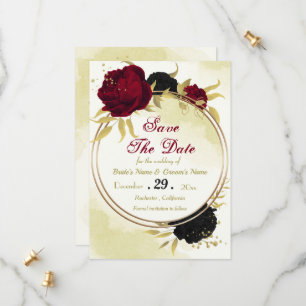 Reserve A Data folhas de ouro vermelho-preto