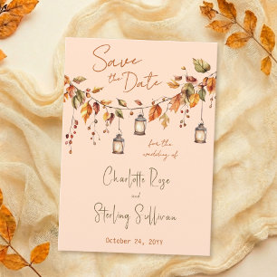 Reserve A Data Folhas de Outono Aquarela Rústica Casamento Elegan